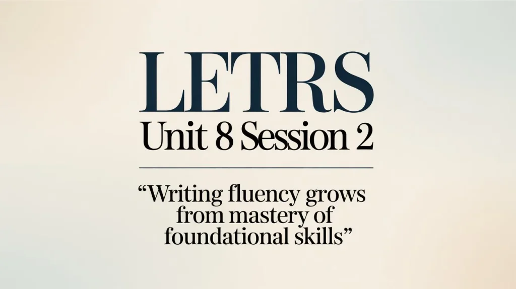 LETRS UNIT 8 SESSION 2